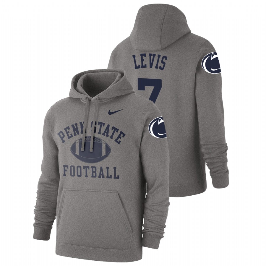 men's penn state nittany lions will levis pullover heathered gray retro football hoodie