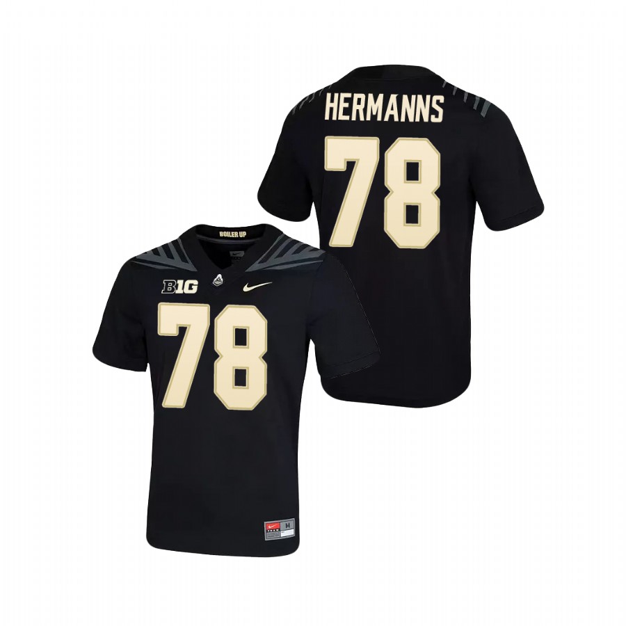 men's purdue boilermakers grant hermanns black game football jersey