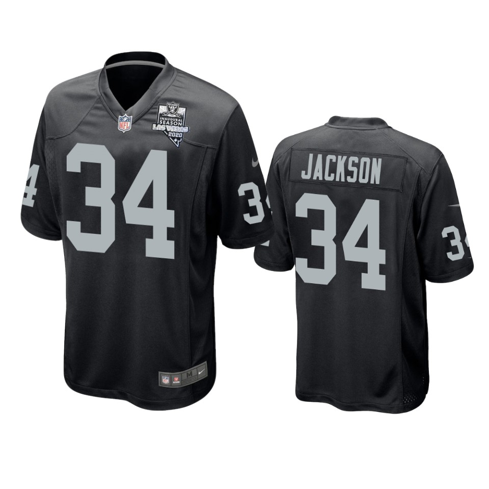 men's raiders bo jackson black 2020 inaugural season game jersey