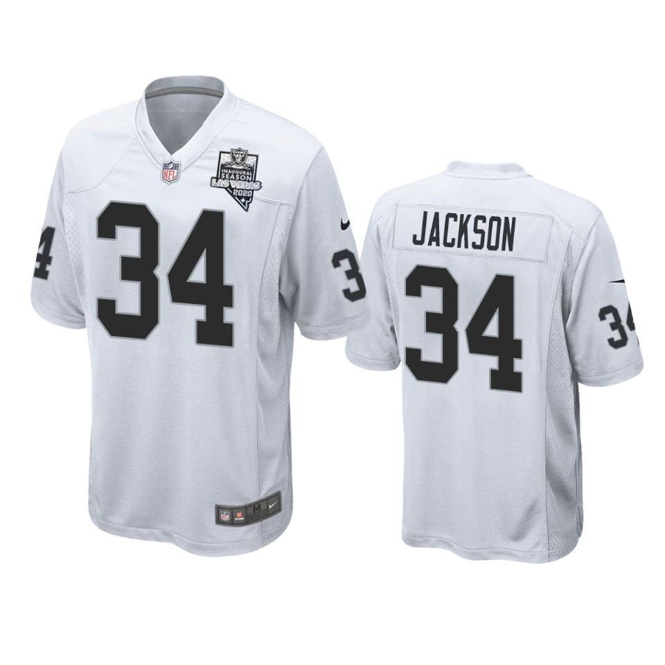 men's raiders bo jackson white 2020 inaugural season game jersey