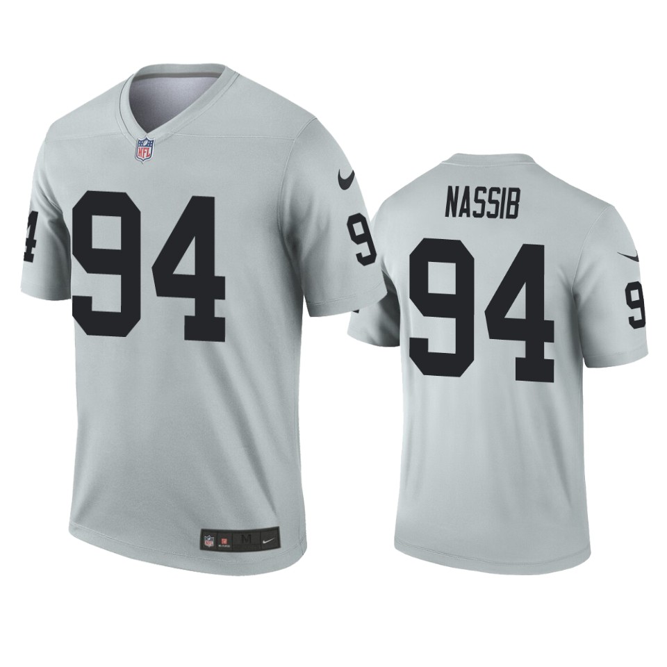 men's raiders carl nassib silver inverted legend jersey