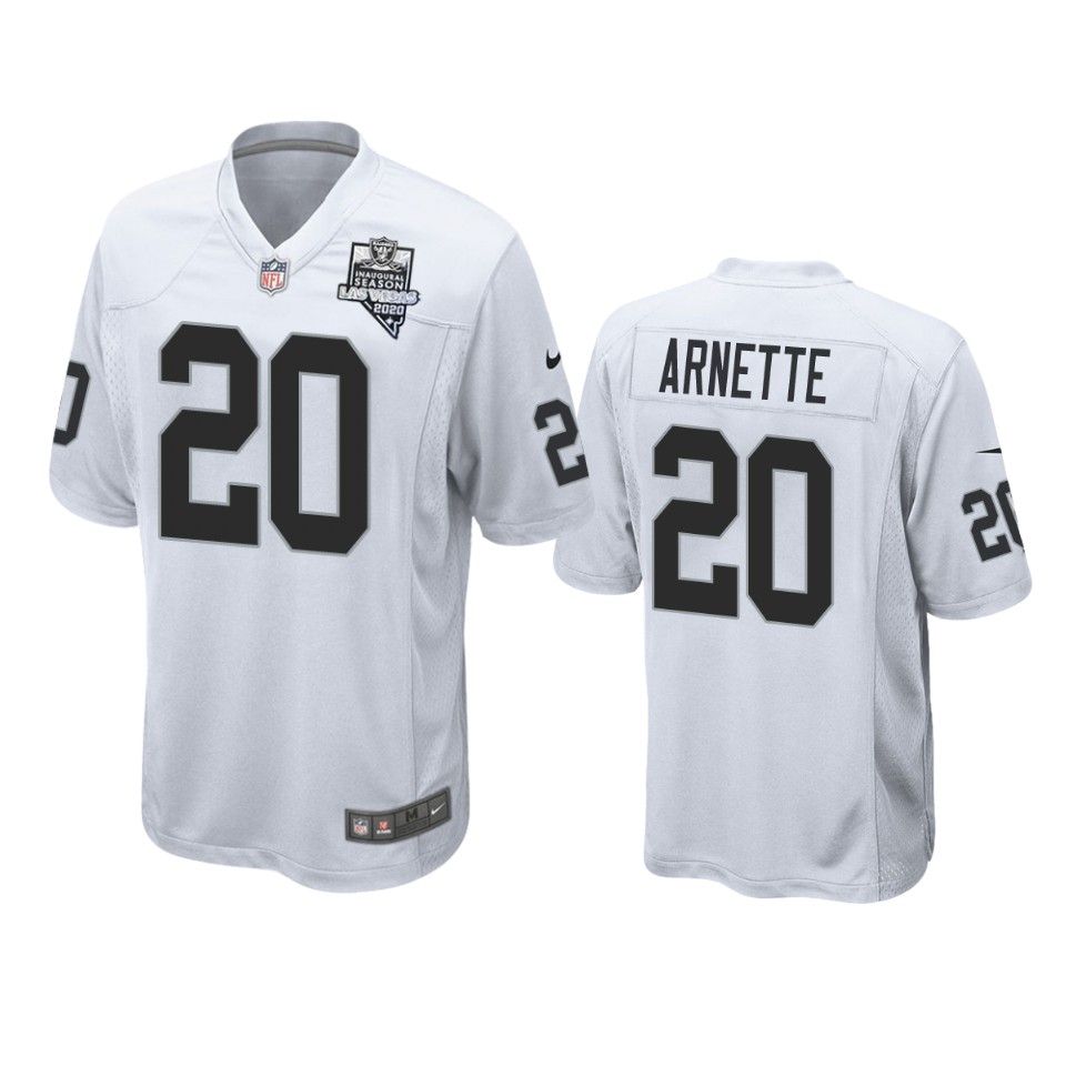 men's raiders damon arnette white 2020 inaugural season game jersey