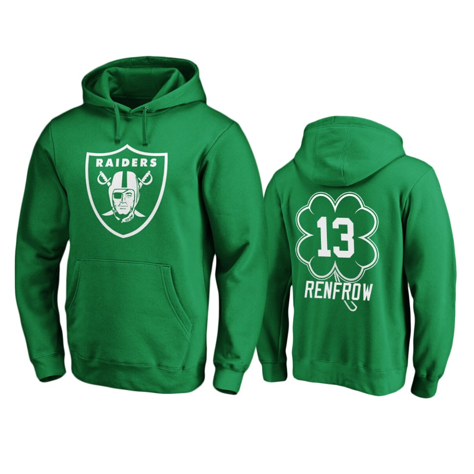 men's raiders hunter renfrow green st. patrick's day white logo hoodie