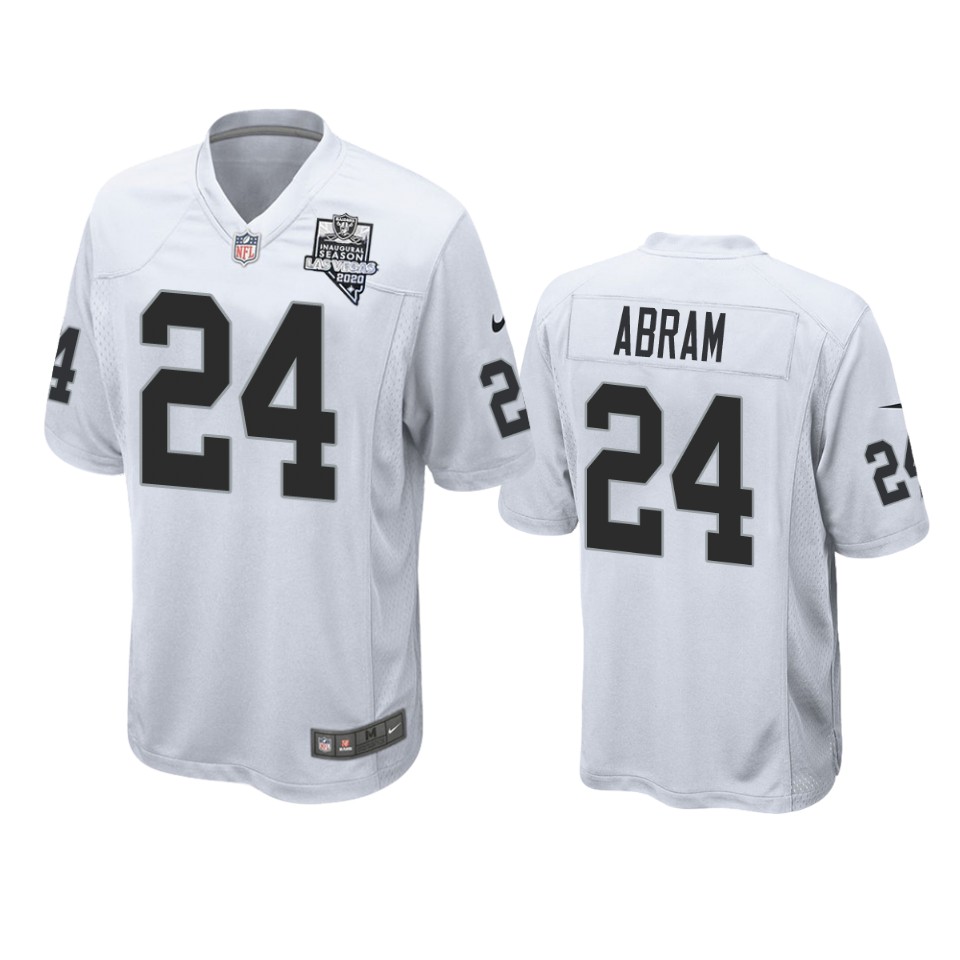 men's raiders johnathan abram white 2020 inaugural season game jersey