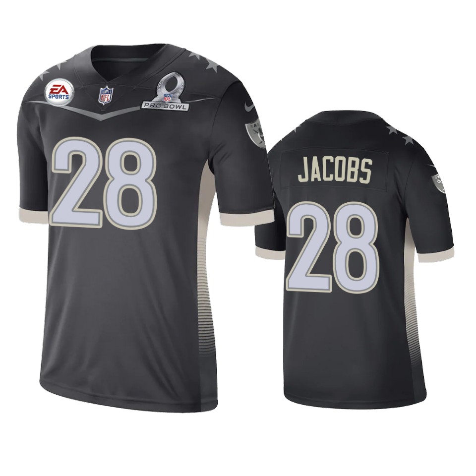 men's raiders josh jacobs anthracite 2021 afc pro bowl game jersey