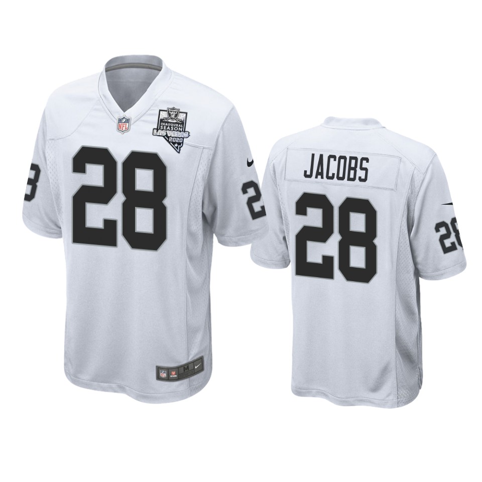 men's raiders josh jacobs white 2020 inaugural season game jersey