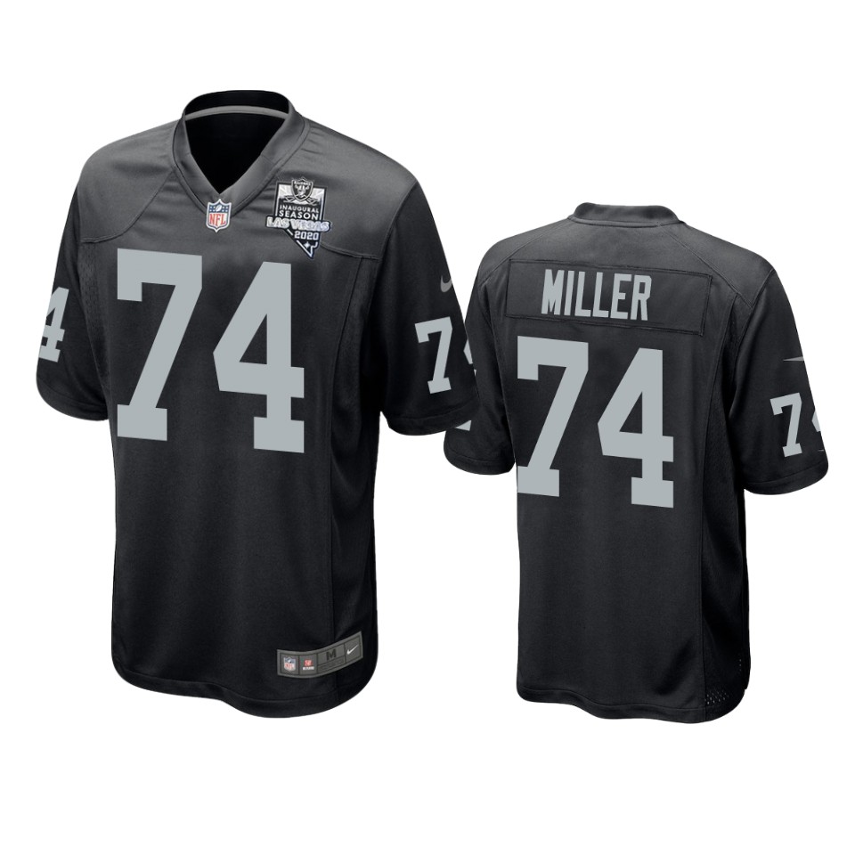 men's raiders kolton miller black 2020 inaugural season game jersey