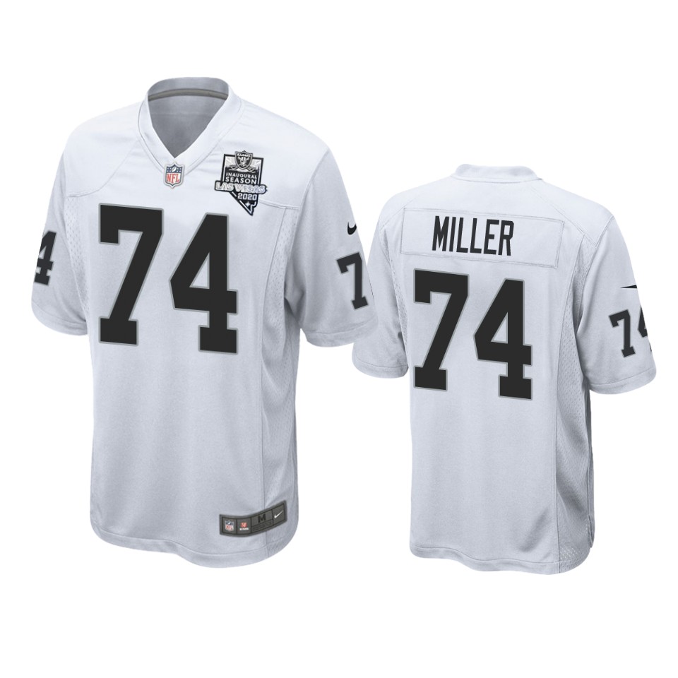 men's raiders kolton miller white 2020 inaugural season game jersey