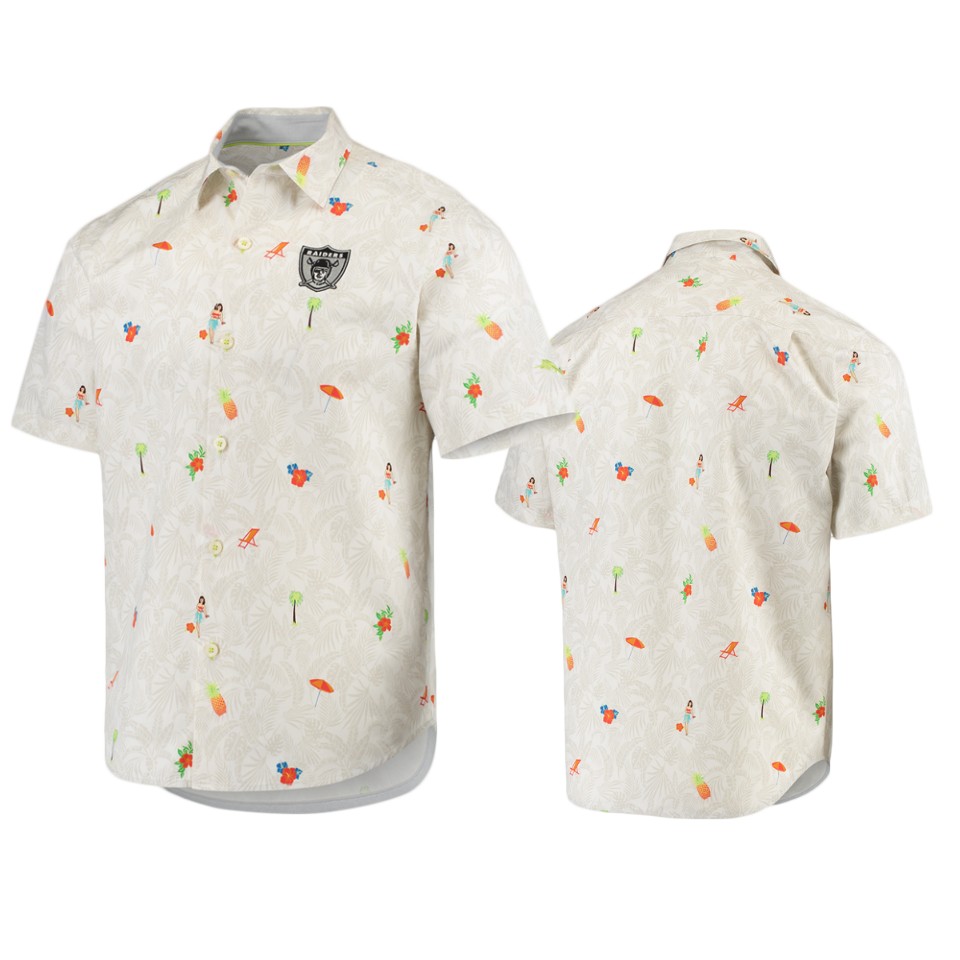 men's raiders white beach cation throwback shirt