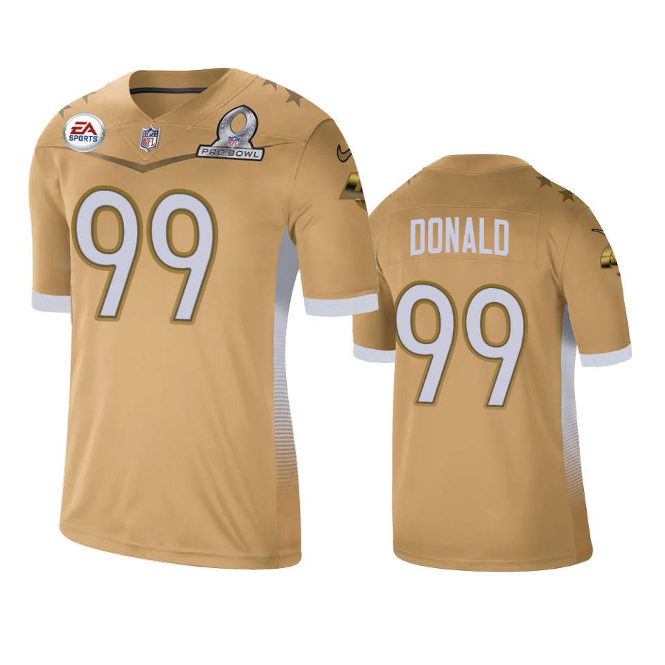 men's rams aaron donald gold 2021 nfc pro bowl game jersey