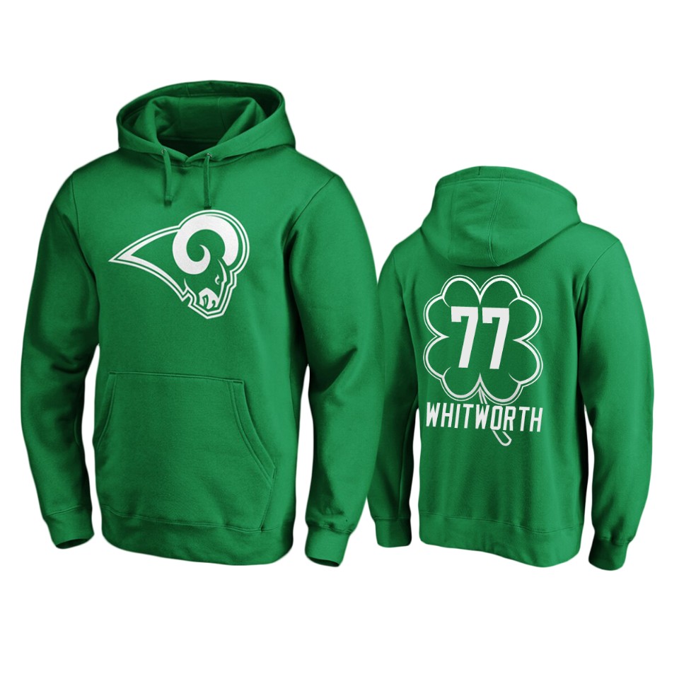men's rams andrew whitworth green st. patrick's day white logo hoodie