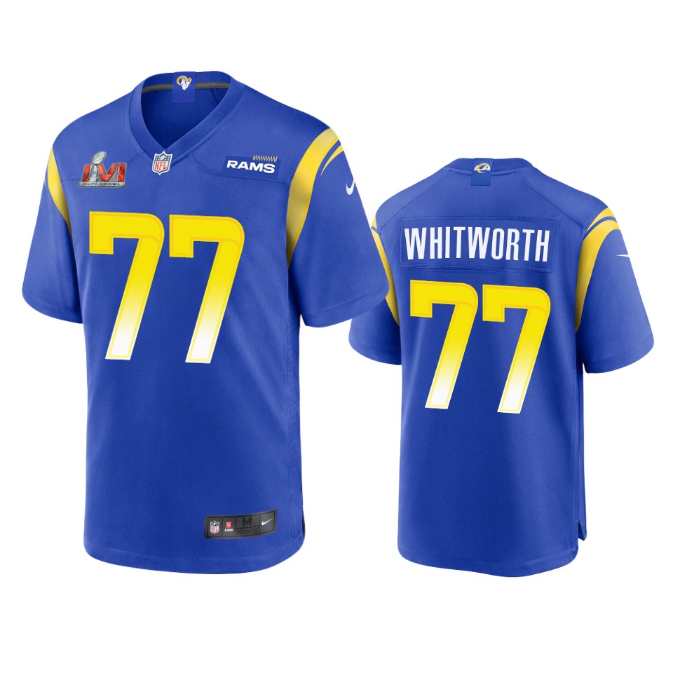 men's rams andrew whitworth royal super bowl lvi game jersey