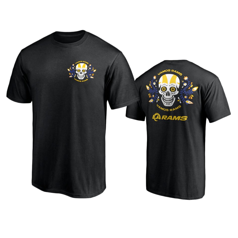 men's rams black dia de los muertos t shirt