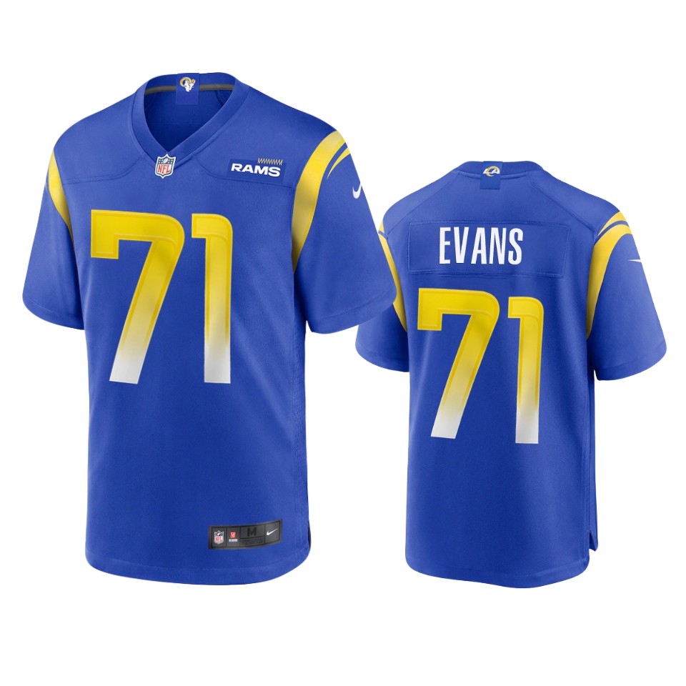 men's rams bobby evans royal 2020 game jersey