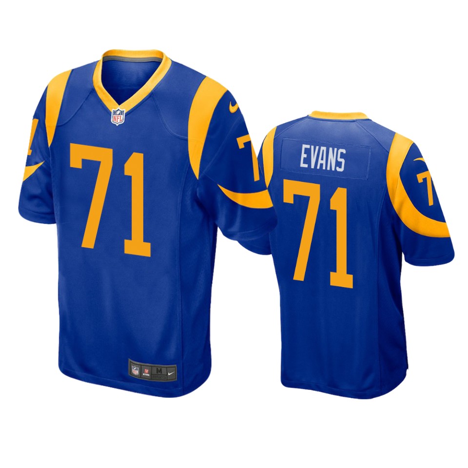 men's rams bobby evans royal game jersey