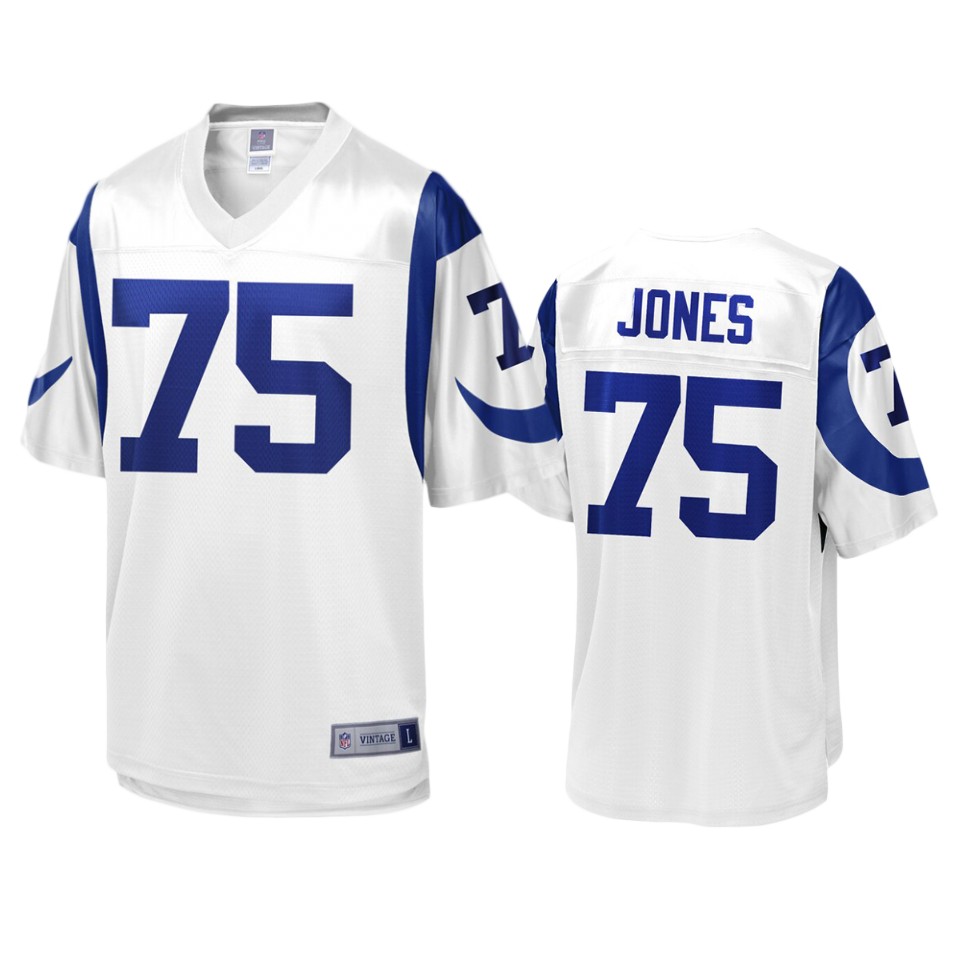 men's rams deacon jones white retired player jersey