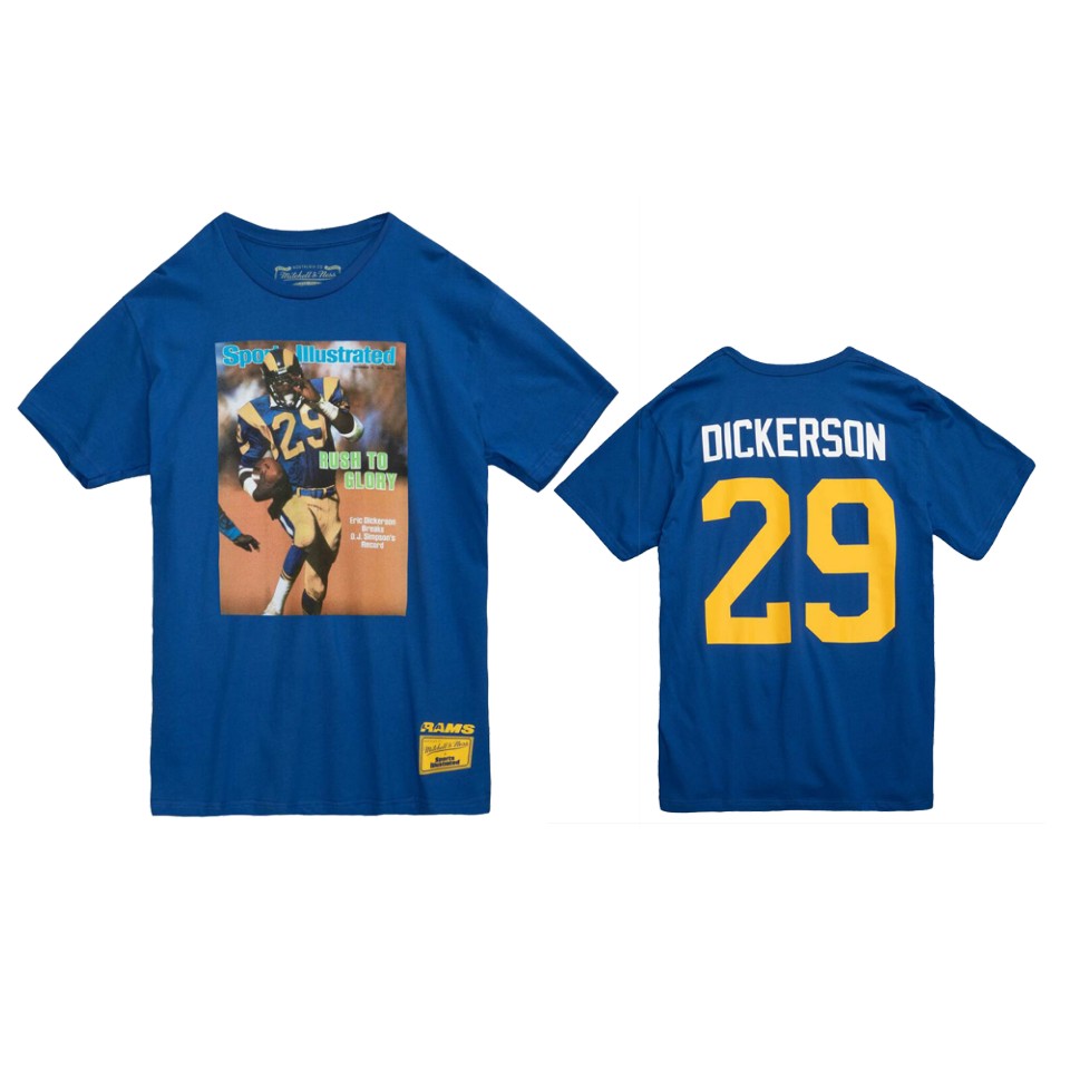 men's rams eric dickerson royal player graphic vintage t shirt