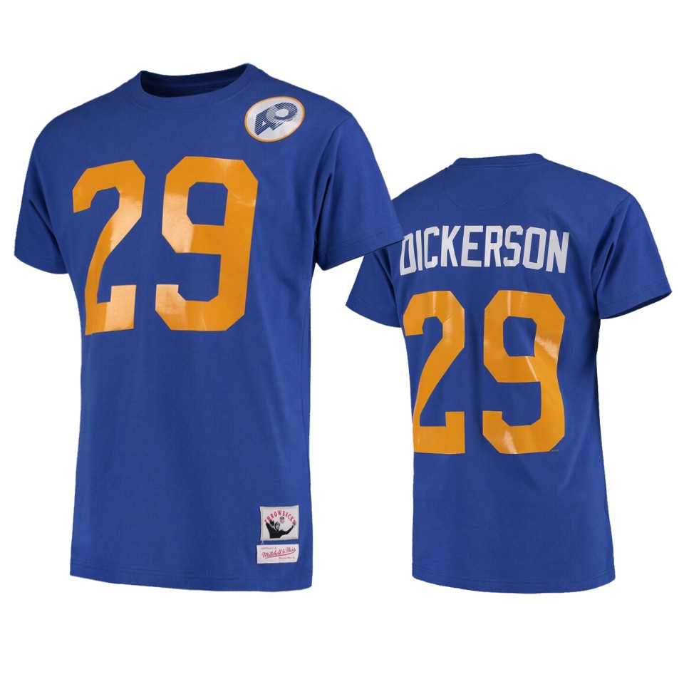 men's rams eric dickerson royal retired player t shirt
