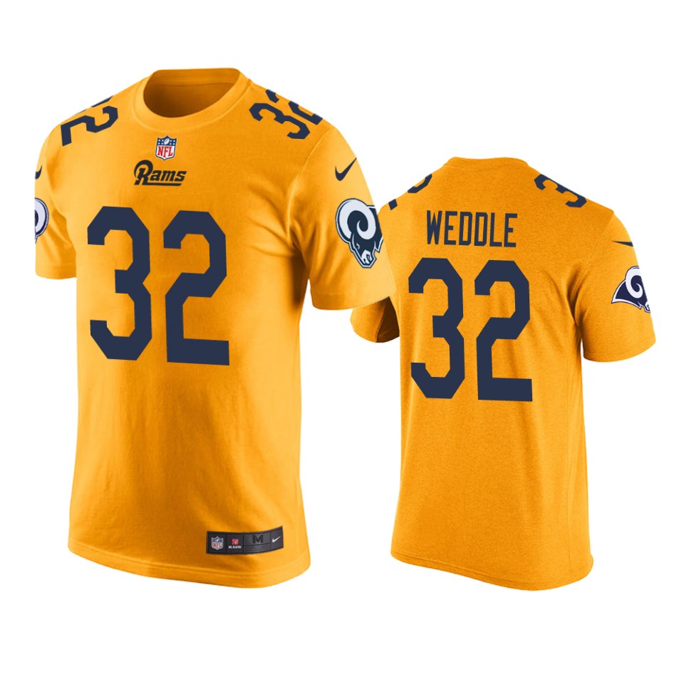 men's rams eric weddle gold color rush t shirt