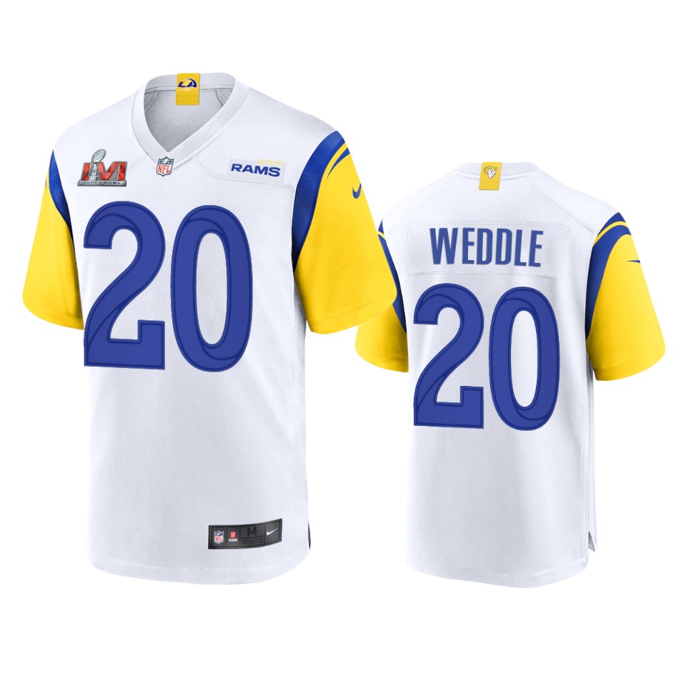 men's rams eric weddle white super bowl lvi game jersey