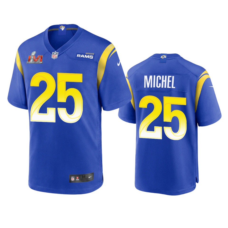 men's rams sony michel royal super bowl lvi game jersey