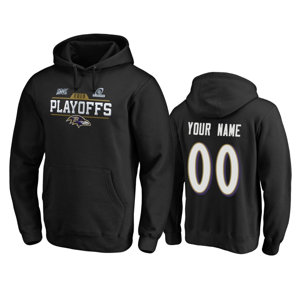 men's ravens custom black 2019 nfl playoffs bound chip shot pullover hoodie