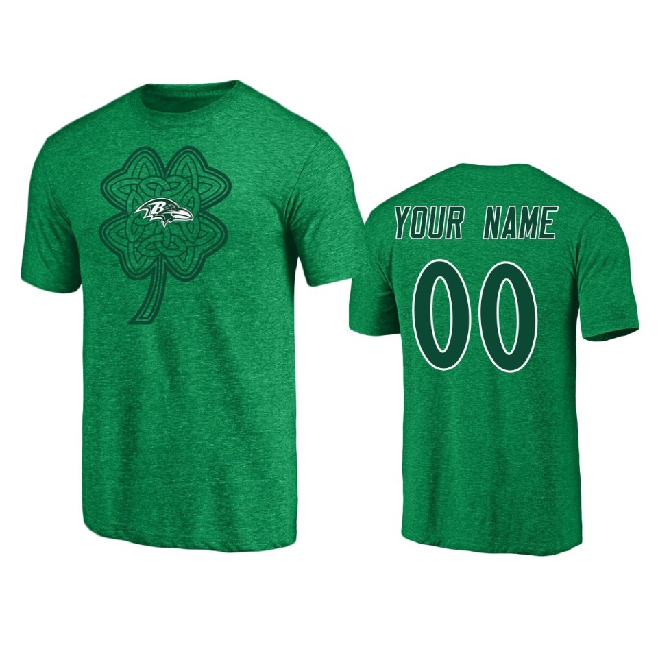 men's ravens custom heathered kelly green st. patrick's day paddy's pride t shirt