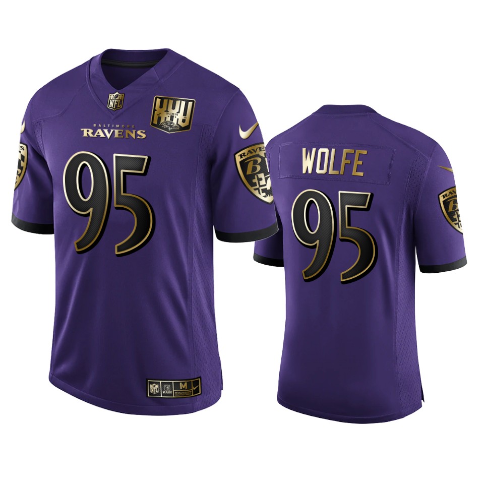 men's ravens derek wolfe purple 25th season golden limited jersey