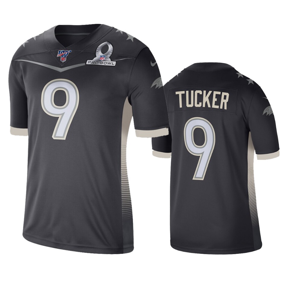 men's ravens justin tucker anthracite afc 2020 pro bowl jersey