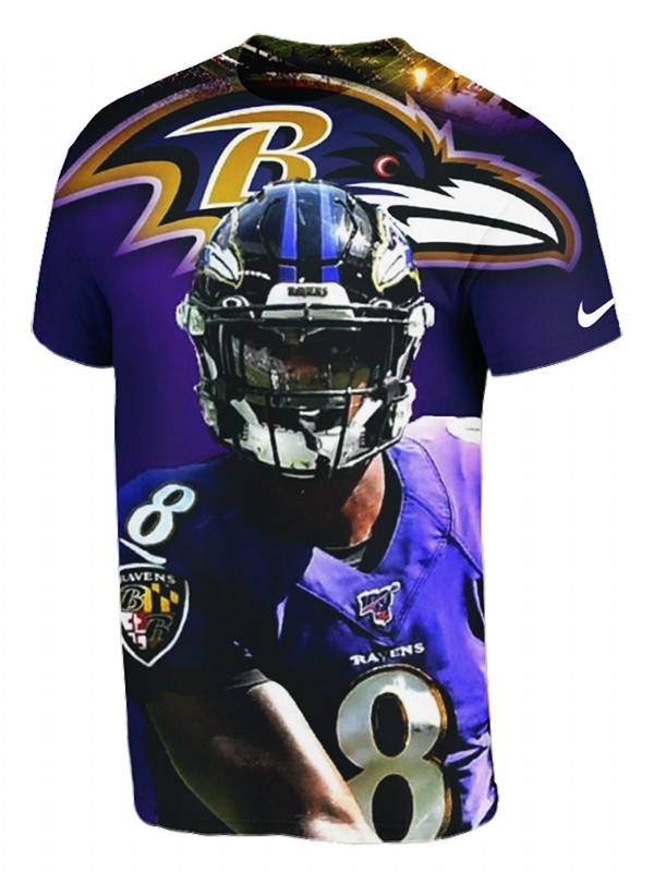 men's ravens lamar jackson 3d printed black player graphic t shirt