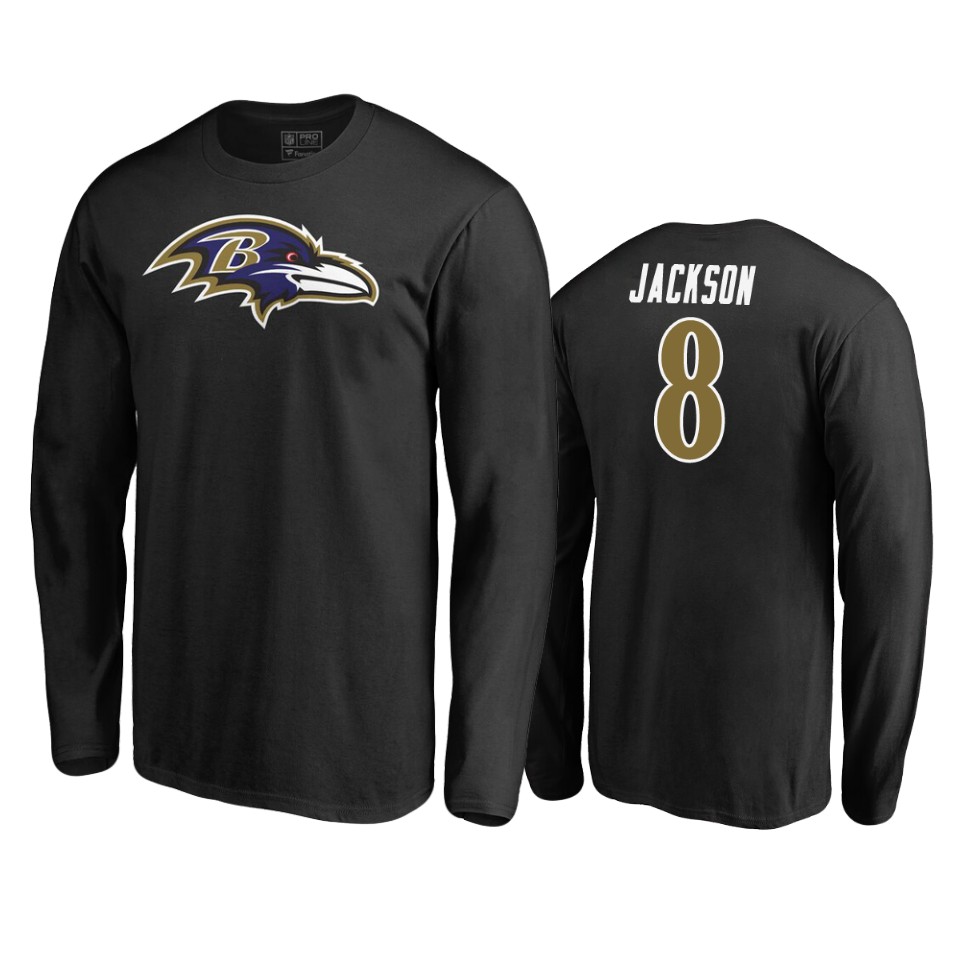 men's ravens lamar jackson black personalized long sleeve t shirt