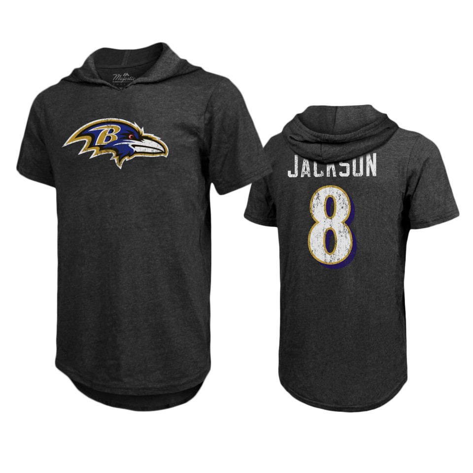 men's ravens lamar jackson charcoal name & number tri blend t shirt