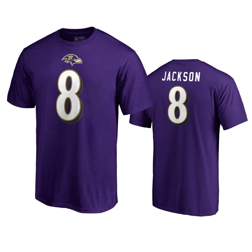men's ravens lamar jackson purple authentic stack t shirt