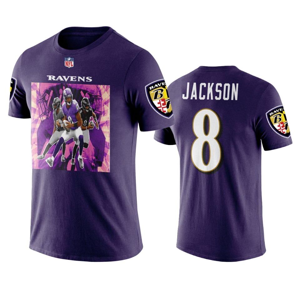 men's ravens lamar jackson purple player graphic name & number t shirt