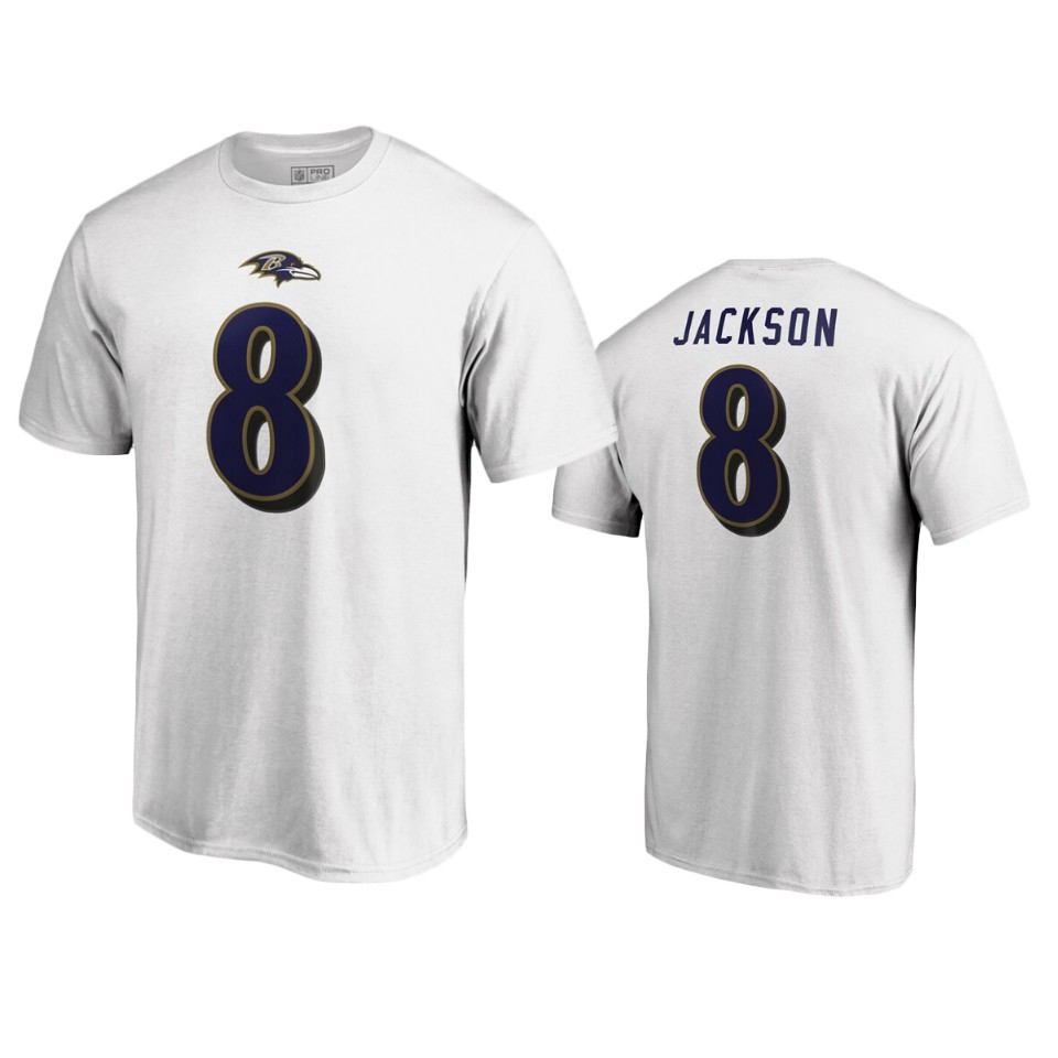 men's ravens lamar jackson white authentic stack t shirt