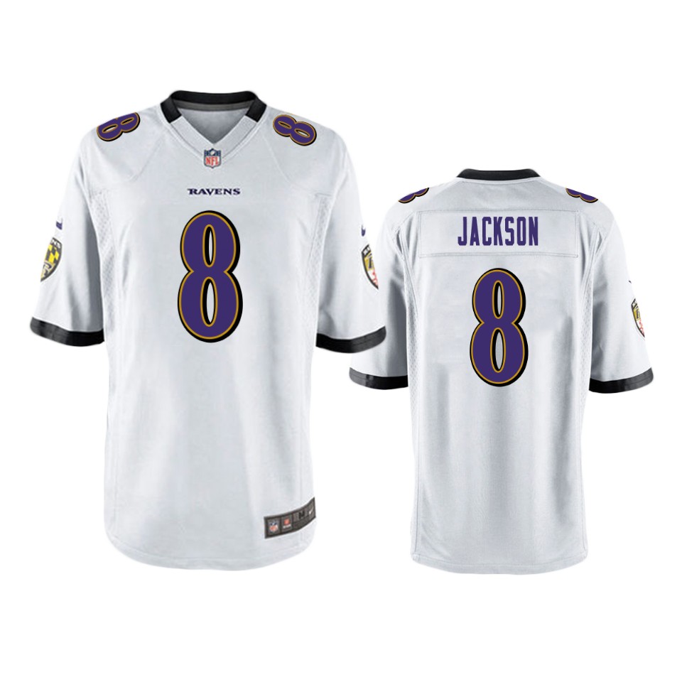 men's ravens lamar jackson white game jersey