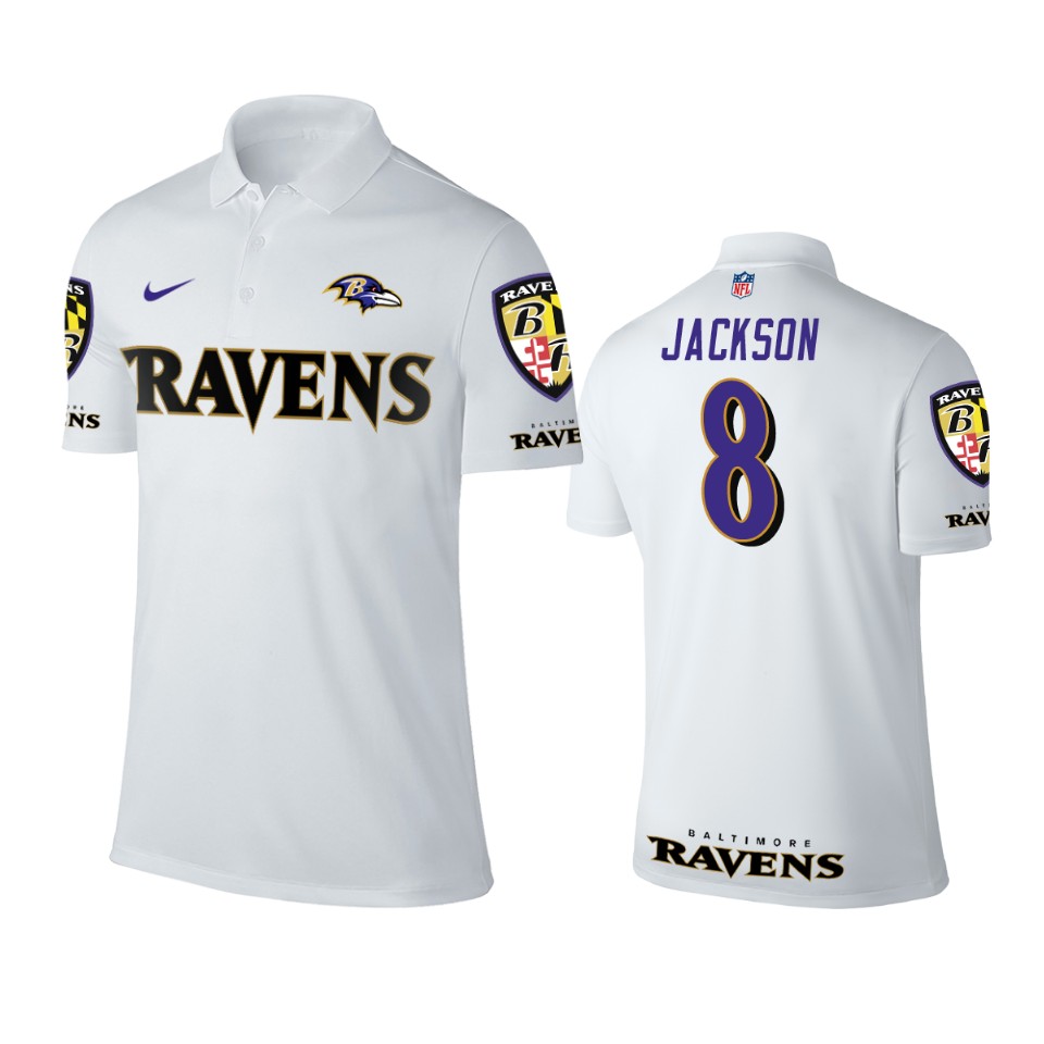 men's ravens lamar jackson white player performance polo