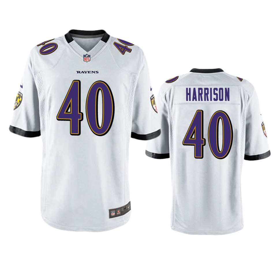 men's ravens malik harrison white game jersey