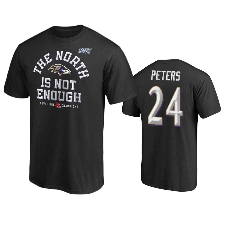 men's ravens marcus peters black 2019 afc north division champions t shirt