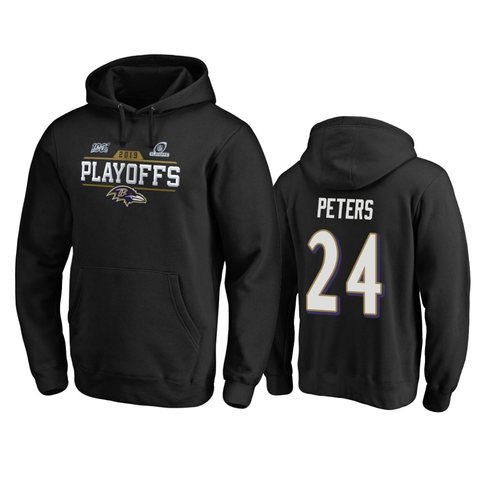 men's ravens marcus peters black 2019 nfl playoffs bound chip shot pullover hoodie