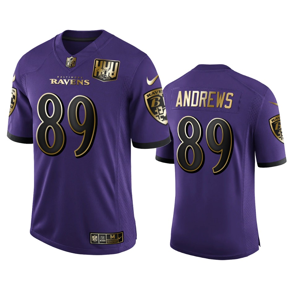 men's ravens mark andrews purple 25th season golden limited jersey