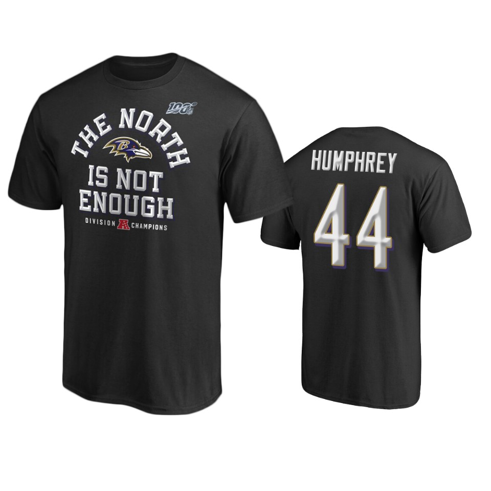 men's ravens marlon humphrey black 2019 afc north division champions t shirt