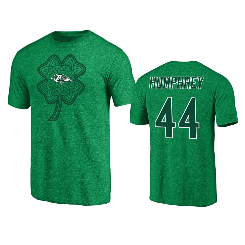 men's ravens marlon humphrey heathered kelly green st. patrick's day paddy's pride t shirt