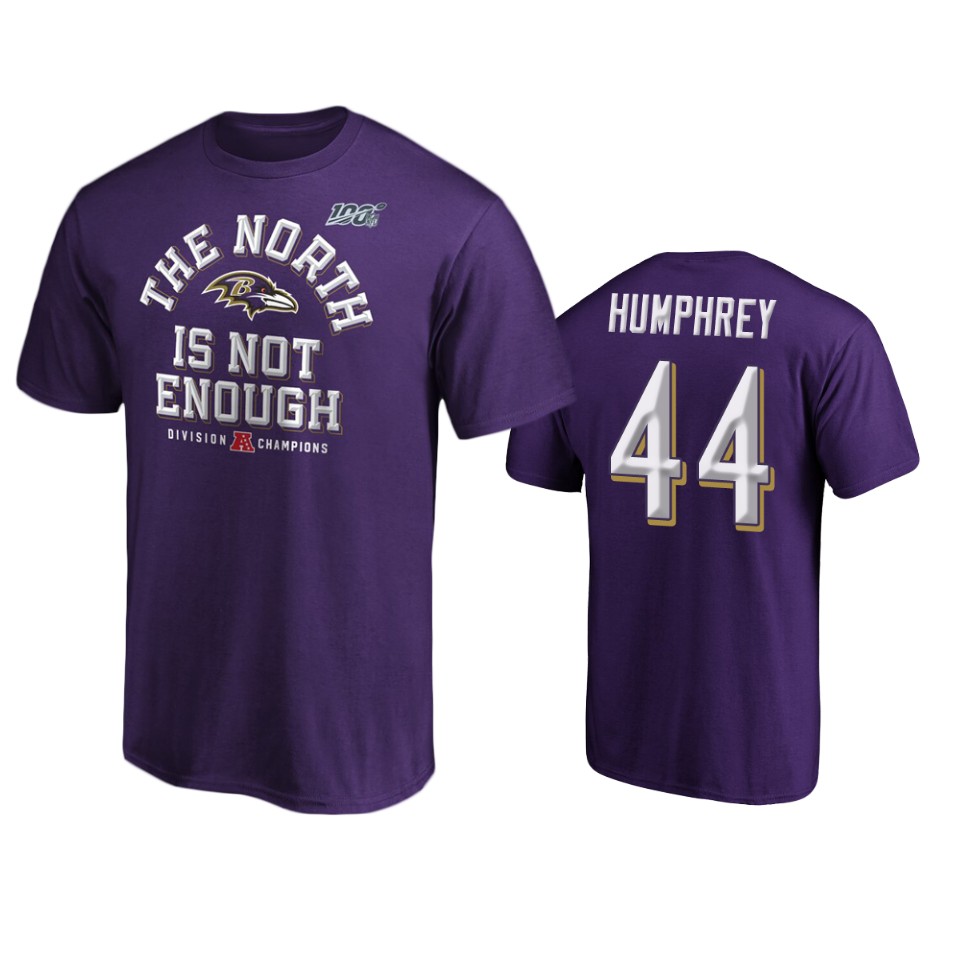 men's ravens marlon humphrey purple 2019 afc north division champions t shirt