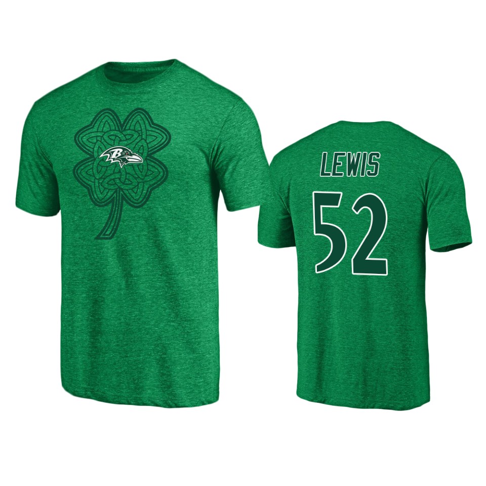 men's ravens ray lewis heathered kelly green st. patrick's day paddy's pride t shirt