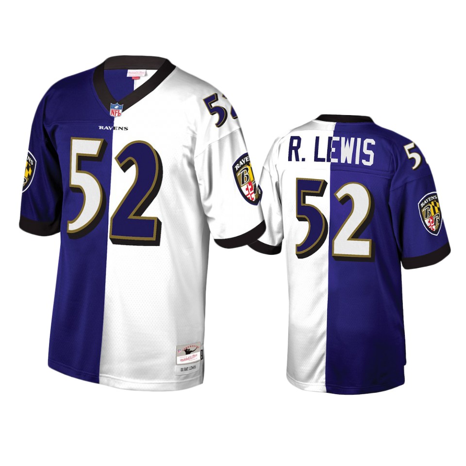 men's ravens ray lewis purple white retired player split jersey