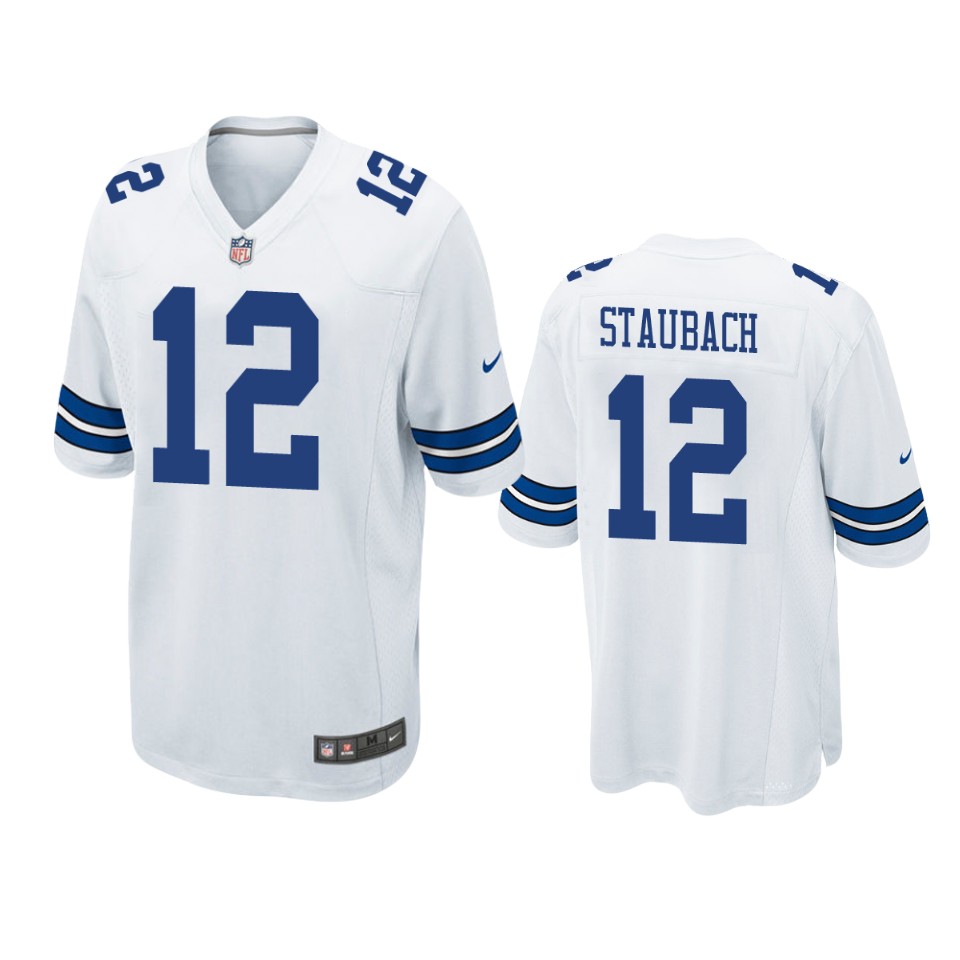 men's roger staubach cowboys white game jersey