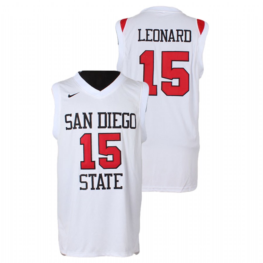 men's san diego state aztecs kawhi leonard college basketball white authentic jersey