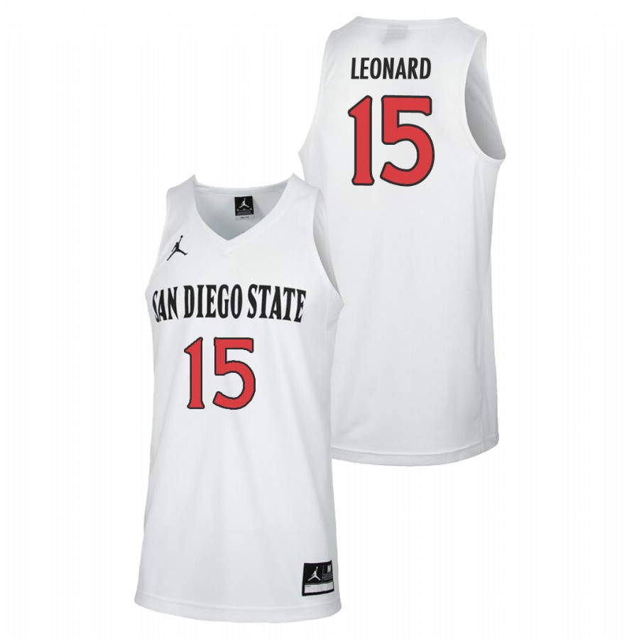men's san diego state aztecs kawhi leonard college basketball white replica jersey