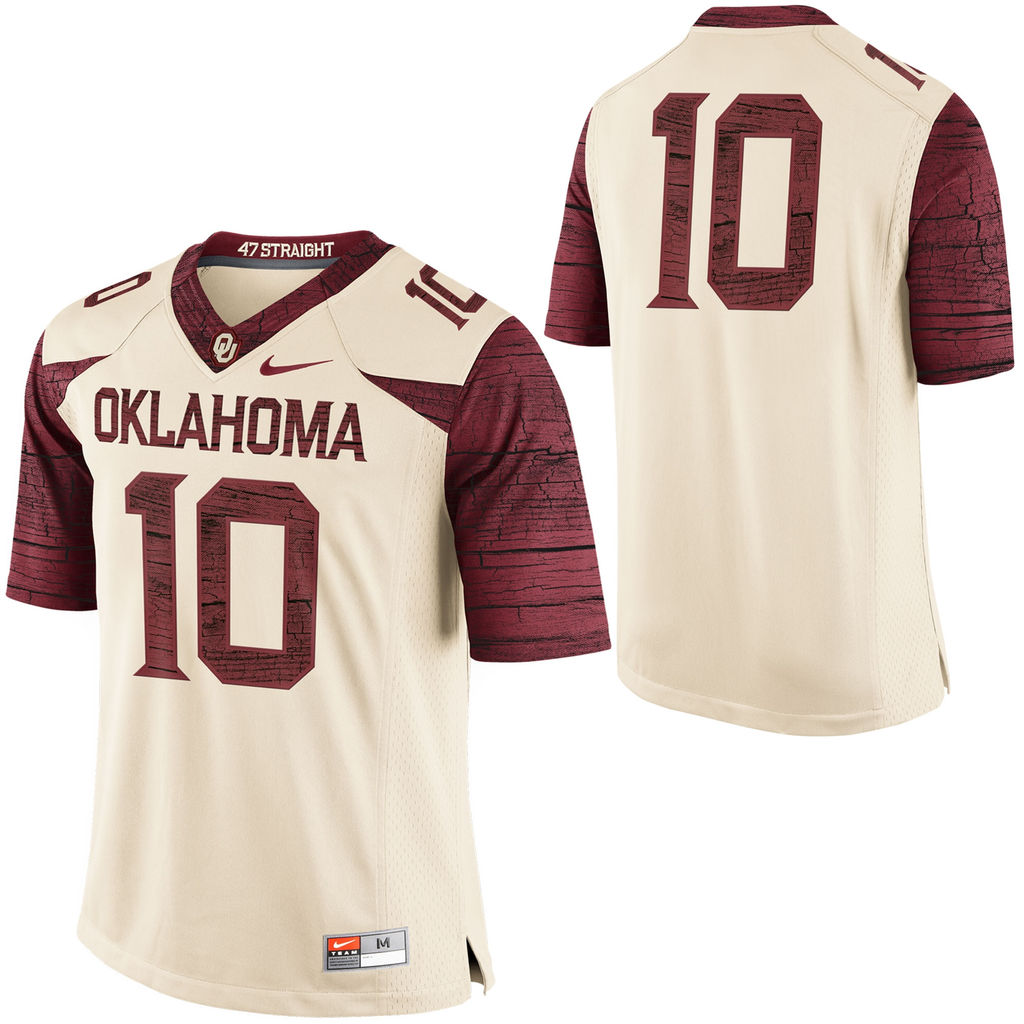 men's sooners cream 10 limited football jersey